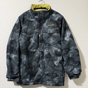 Columbia Womens Interchange Omni Tech Jacket Shell Large Camo Bugaboo Black Gray